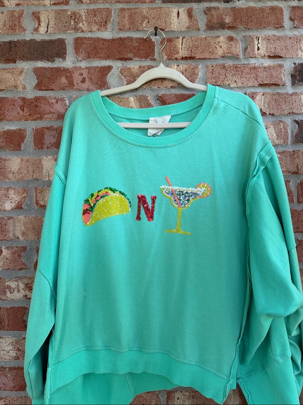 Sequin Taco & Margarita Teal Women's Sweatshirt